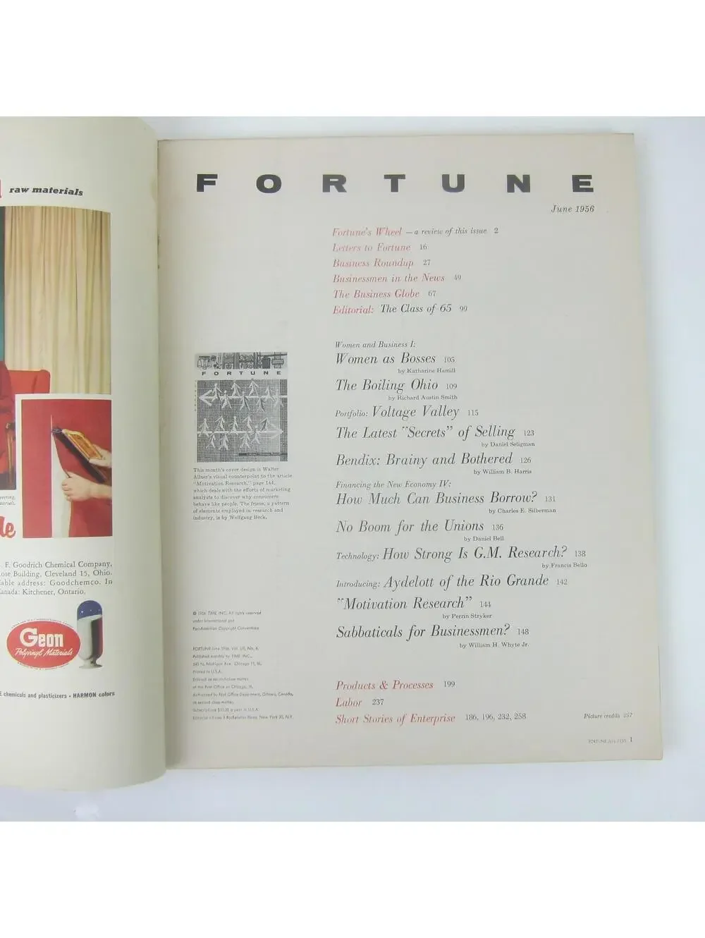 Vintage FORTUNE Magazine June 1956 Ford, Oldsmobile, Mack, Buick, Lincoln, GM Ad